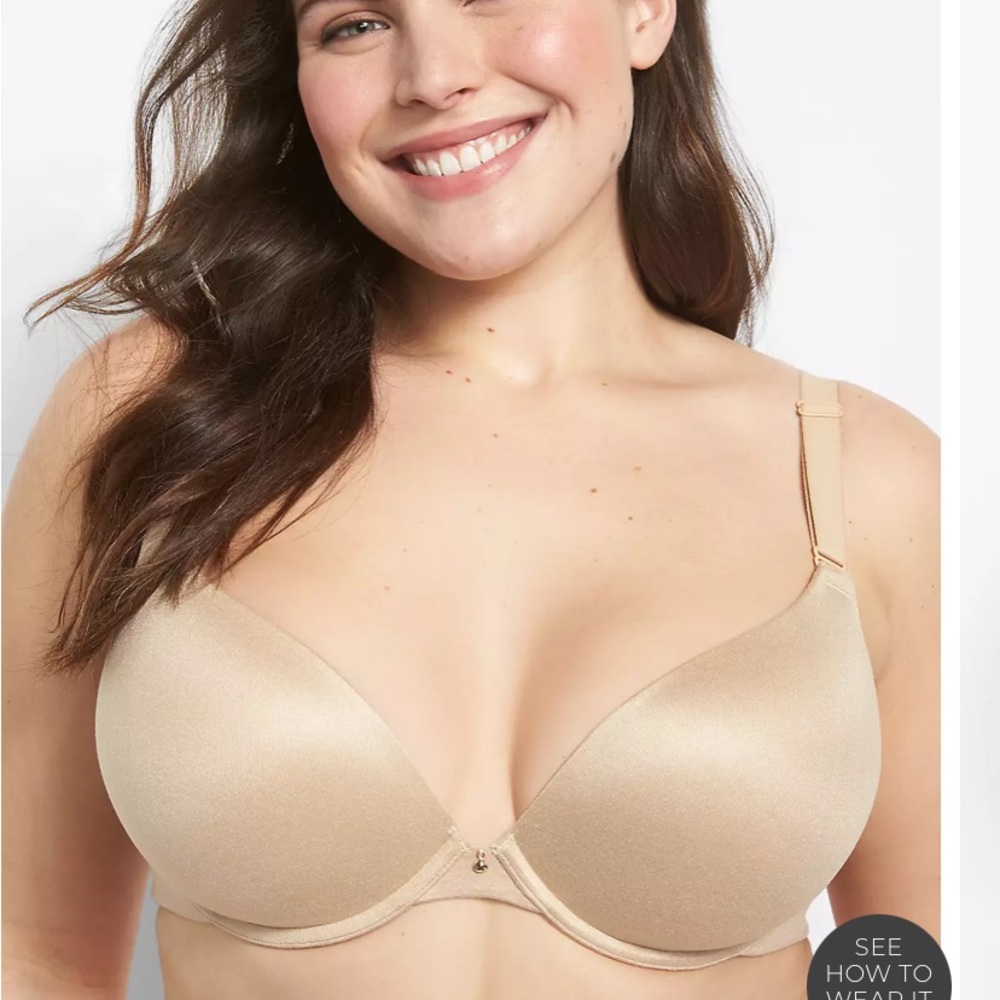 NWT Cacique Lane Bryant Invisible Backsmoothing boost plunge bra Size 42D
